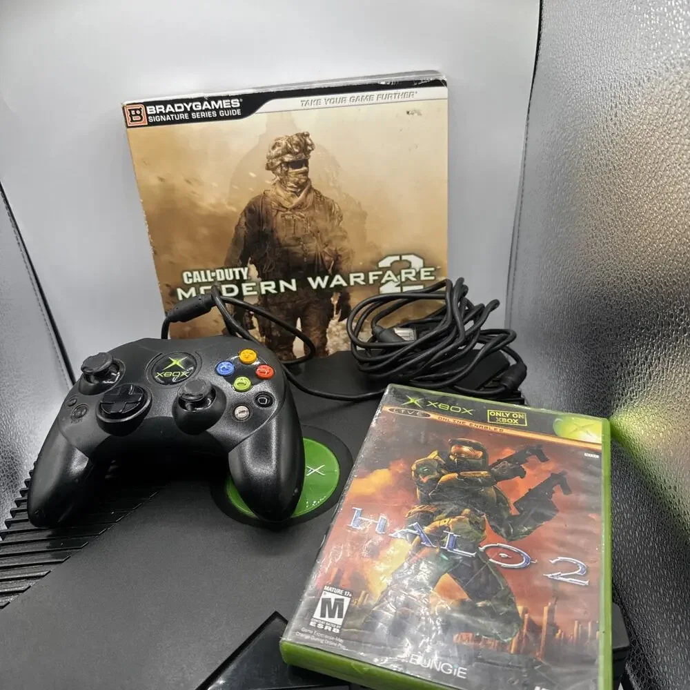 Original Xbox Console For Parts/Repair - With Controller S, Halo 2 & MW2 Guide